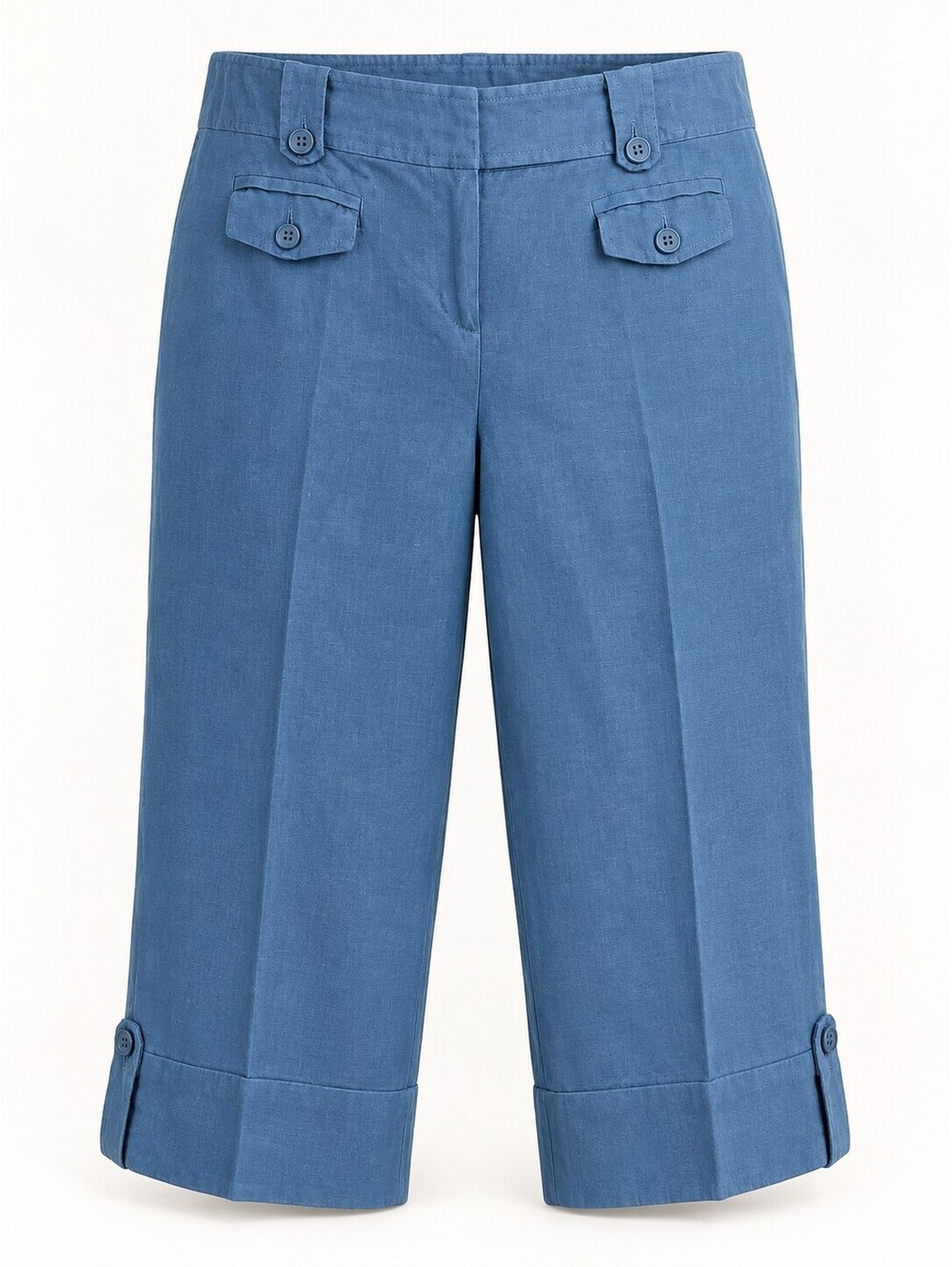 Larry Levine Blue Linen Blend Cropped Capri Pants Women’s Size 12